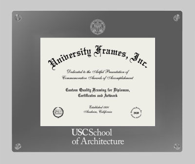 University of Southern California School of Architecture Lucent Clear-over-Smoke Frame in Lucent Smoke Moulding with Lucent Smoke Mat for document: 8 1/2"h x 11"w  