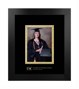 University of Southern California School of Cinema-Television 5 x 7 Portrait Frame in Manhattan Black with Black & Gold Mats