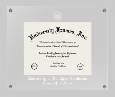 University of Southern California Summa Cum Laude Lucent Clear-over-Clear Frame in Lucent Clear Moulding with Lucent Clear Mat for document: 8 1/2"h x 11"w  