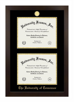 University of Tennessee Double Diploma Frame in Manhattan Espresso with Black & Gold Mats for document: 8 1/2"h x 11"w  , document: 8 1/2"h x 11"w  