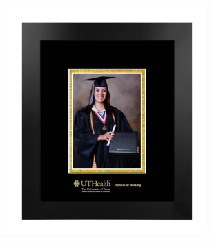 University of Texas Health Science Center at Houston School of Nursing 5 x 7 Portrait Frame in Manhattan Black with Black & Gold Mats