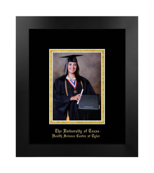 University of Texas Health Science Center at Tyler 5 x 7 Portrait Frame in Manhattan Black with Black & Gold Mats