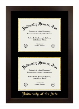University of the Arts Double Diploma Frame in Manhattan Espresso with Black & Gold Mats for document: 8 1/2"h x 11"w  , document: 8 1/2"h x 11"w  