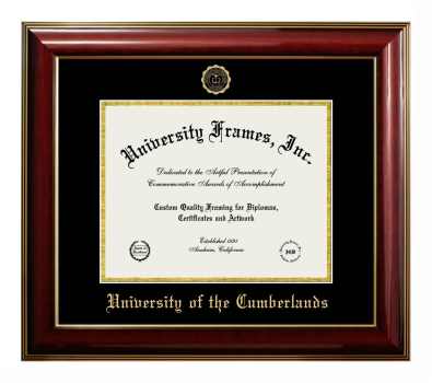 University of the Cumberlands Diploma Frame in Classic Mahogany with Gold Trim with Black & Gold Mats for document: 8 1/2"h x 11"w  