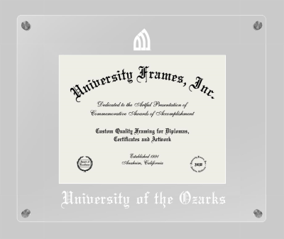 University of the Ozarks Lucent Clear-over-Clear Frame in Lucent Clear Moulding with Lucent Clear Mat for document: 8 1/2"h x 11"w  