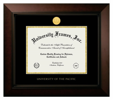 University of the Pacific Diploma Frame in Legacy Black Cherry with Black & Gold Mats for document: 8 1/2"h x 11"w  