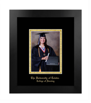 University of Toledo College of Nursing 5 x 7 Portrait Frame in Manhattan Black with Black & Gold Mats