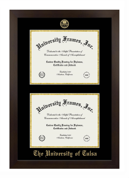 University of Tulsa Double Diploma Frame in Manhattan Espresso with Black & Gold Mats for document: 8 1/2"h x 11"w  , document: 8 1/2"h x 11"w  