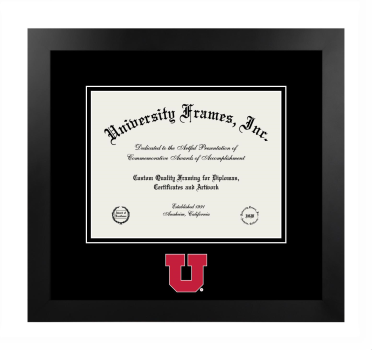 University of Utah David Eccles School of Business Logo Mat Frame in Manhattan Black with  Mat for document: 8 1/2"h x 11"w  