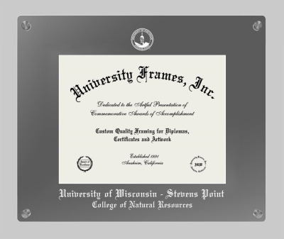 University of Wisconsin - Stevens Point College of Natural Resources Lucent Clear-over-Smoke Frame in Lucent Smoke Moulding with Lucent Smoke Mat for document: 8 1/2"h x 11"w  