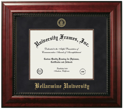 Bellarmine University Diploma Frame in Executive with Mahogany Fillet with Black Suede Mat for document: 8 1/2"h x 11"w  