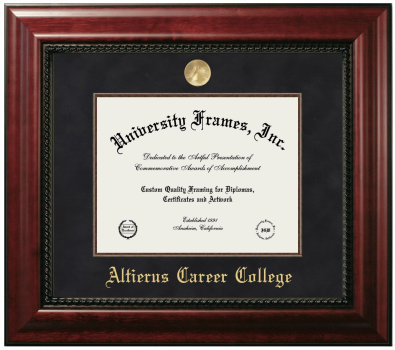 Altierus Career College Diploma Frame in Executive with Mahogany Fillet with Black Suede Mat for document: 8 1/2"h x 11"w  