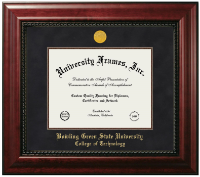 Bowling Green State University College of Technology Diploma Frame in Executive with Mahogany Fillet with Black Suede Mat for document: 8 1/2"h x 11"w  