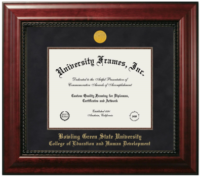 Bowling Green State University College of Education and Human Development Diploma Frame in Executive with Mahogany Fillet with Black Suede Mat for document: 8 1/2"h x 11"w  