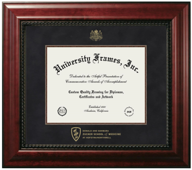 (Hofstra University) Donald and Barbara Zucker School of Medicine at Hofstra/Northwell Diploma Frame in Executive with Mahogany Fillet with Black Suede Mat for document: 8 1/2"h x 11"w  