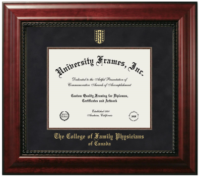 The College of Family Physicians of Canada Diploma Frame in Executive with Mahogany Fillet with Black Suede Mat for document: 8 1/2"h x 11"w  