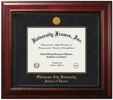 Oklahoma City University School of Theatre Diploma Frame in Executive with Mahogany Fillet with Black Suede Mat for document: 8 1/2"h x 11"w  