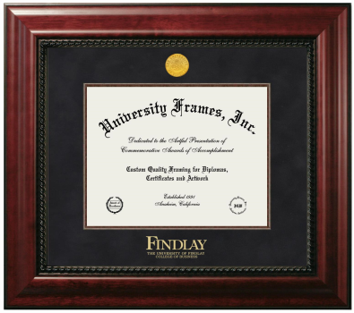 University of Findlay College of Business Diploma Frame in Executive with Mahogany Fillet with Black Suede Mat for document: 8 1/2"h x 11"w  