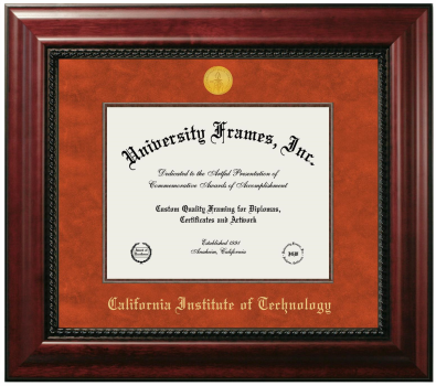 California Institute of Technology Diploma Frame in Executive with Mahogany Fillet with Orange Suede Mat for document: 8 1/2"h x 11"w  