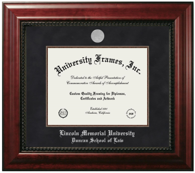 Lincoln Memorial University Duncan School of Law Diploma Frame in Executive with Mahogany Fillet with Black Suede Mat for document: 8 1/2"h x 11"w  