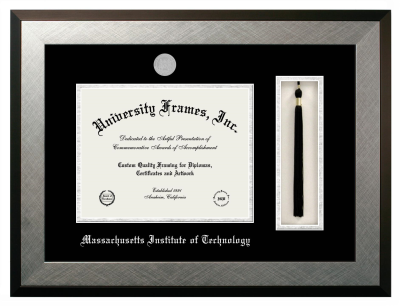 Massachusetts Institute of Technology Diploma with Tassel Box Frame in Honors Silver with Black & Silver Mats for document: 8 1/2"h x 11"w  
