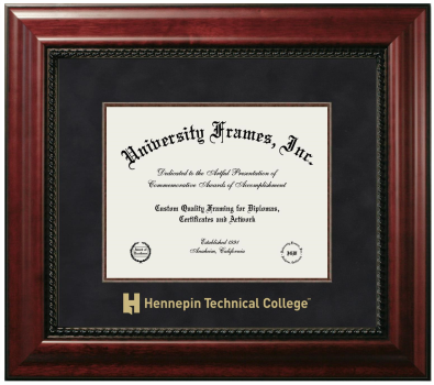 Hennepin Technical College Diploma Frame in Executive with Mahogany Fillet with Black Suede Mat for document: 8 1/2"h x 11"w  