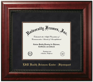 Louisiana State University Health Sciences Center - Shreveport Diploma Frame in Executive with Mahogany Fillet with Black Suede Mat for document: 8 1/2"h x 11"w  