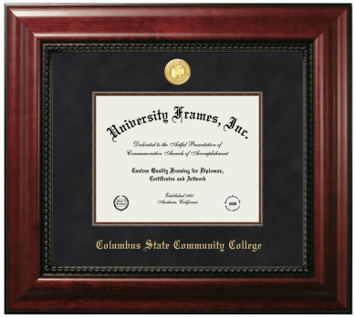 Columbus State Community College Diploma Frame in Executive with Mahogany Fillet with Black Suede Mat for document: 7"h x 9"w  
