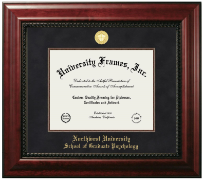Northwest University School of Graduate Psychology Diploma Frame in Executive with Mahogany Fillet with Black Suede Mat for document: 8 1/2"h x 11"w  