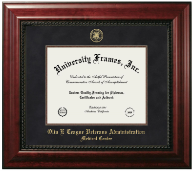 Olin E Teague Veterans Administration Medical Center Diploma Frame in Executive with Mahogany Fillet with Black Suede Mat for document: 8 1/2"h x 11"w  