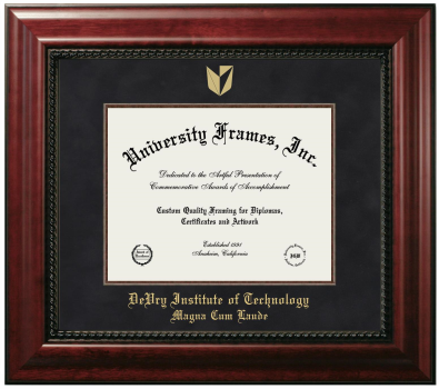 DeVry Institute of Technology Magna Cum Laude (Phoenix, Arizona) Diploma Frame in Executive with Mahogany Fillet with Black Suede Mat for document: 8 1/2"h x 11"w  