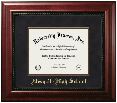 Mesquite High School Diploma Frame in Executive with Mahogany Fillet with Black Suede Mat for document: 8 1/2"h x 11"w  