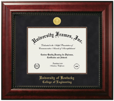 University of Kentucky College of Engineering Diploma Frame in Executive with Mahogany Fillet with Black Suede Mat for document: 8 1/2"h x 11"w  