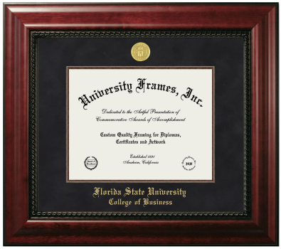 Florida State University College of Business Diploma Frame in Executive with Mahogany Fillet with Black Suede Mat for document: 8 1/2"h x 11"w  