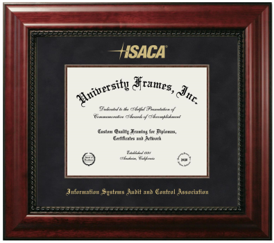 Information Systems Audit and Control Association Diploma Frame in Executive with Mahogany Fillet with Black Suede Mat for document: 8 1/2"h x 11"w  