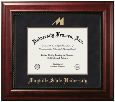 Mayville State University Diploma Frame in Executive with Mahogany Fillet with Black Suede Mat for document: 8 1/2"h x 11"w  