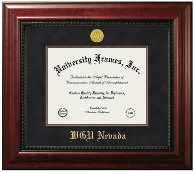 Western Governors University (Nevada) Diploma Frame in Executive with Mahogany Fillet with Black Suede Mat for document: 8 1/2"h x 11"w  