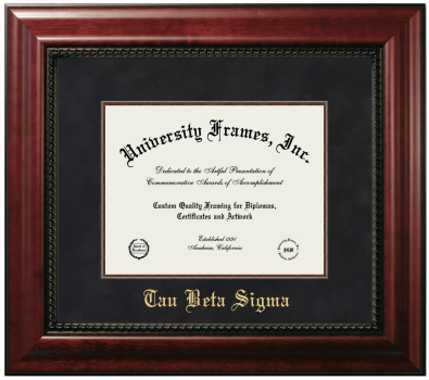 Tau Beta Sigma Diploma Frame in Executive with Mahogany Fillet with Black Suede Mat for document: 8 1/2"h x 11"w  