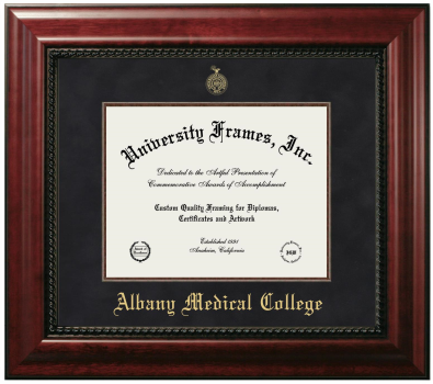 Albany Medical College Diploma Frame in Executive with Mahogany Fillet with Black Suede Mat for document: 8 1/2"h x 11"w  