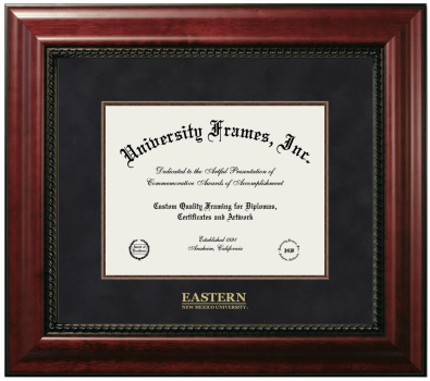Eastern New Mexico University Diploma Frame in Executive with Mahogany Fillet with Black Suede Mat for document: 8 1/2"h x 11"w  