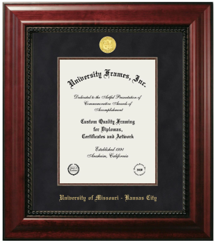 University of Missouri - Kansas City Diploma Frame in Executive with Mahogany Fillet with Black Suede Mat for  11"h x 8 1/2"w  