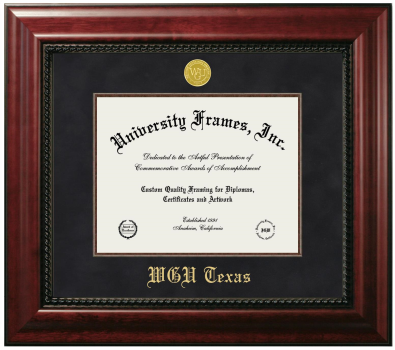 Western Governors University (Texas) Diploma Frame in Executive with Mahogany Fillet with Black Suede Mat for document: 8 1/2"h x 11"w  