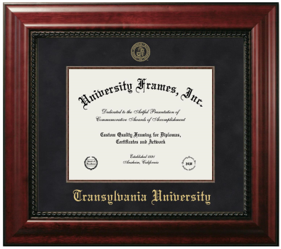 Transylvania University Diploma Frame in Executive with Mahogany Fillet with Black Suede Mat for document: 8 1/2"h x 11"w  