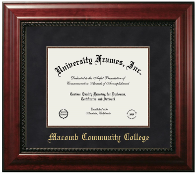 Macomb Community College Diploma Frame in Executive with Mahogany Fillet with Black Suede Mat for document: 8 1/2"h x 11"w  