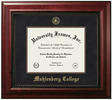 Muhlenberg College Diploma Frame in Executive with Mahogany Fillet with Black Suede Mat for document: 8 1/2"h x 11"w  