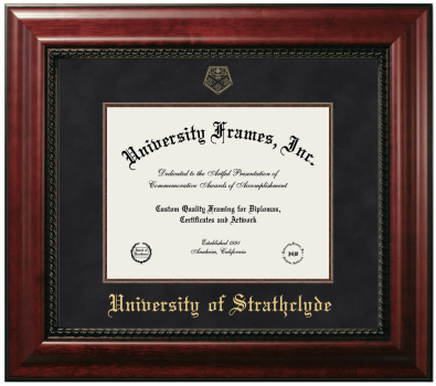 University of Strathclyde Diploma Frame in Executive with Mahogany Fillet with Black Suede Mat for document: 8 1/2"h x 11"w  