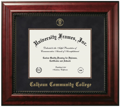 Calhoun Community College Diploma Frame in Executive with Mahogany Fillet with Black Suede Mat for document: 8 1/2"h x 11"w  