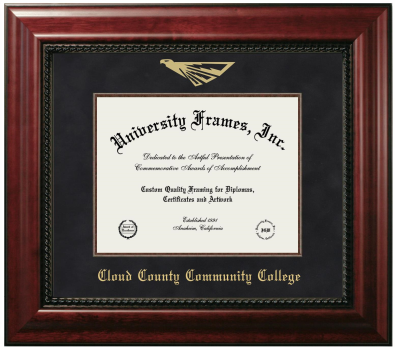 Cloud County Community College Diploma Frame in Executive with Mahogany Fillet with Black Suede Mat for document: 8 1/2"h x 11"w  
