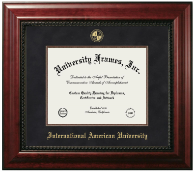 International American University Diploma Frame in Executive with Mahogany Fillet with Black Suede Mat for document: 8 1/2"h x 11"w  