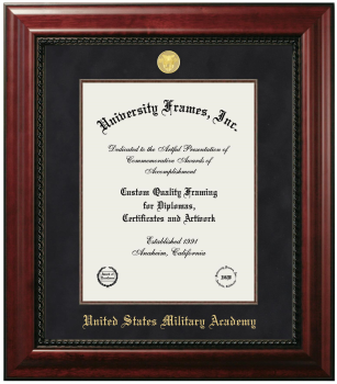 United States Military Academy (West Point) Diploma Frame in Executive with Mahogany Fillet with Black Suede Mat for document: 14"h x 11"w  